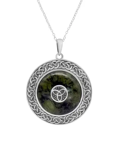 Connemara Marble Trinity Dome Pendant With Delicate Outer Ring Detailing